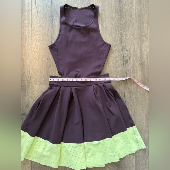 Lululemon Away Dress Black Cherry Neon Yellow Size Small - Picture 8 of 14